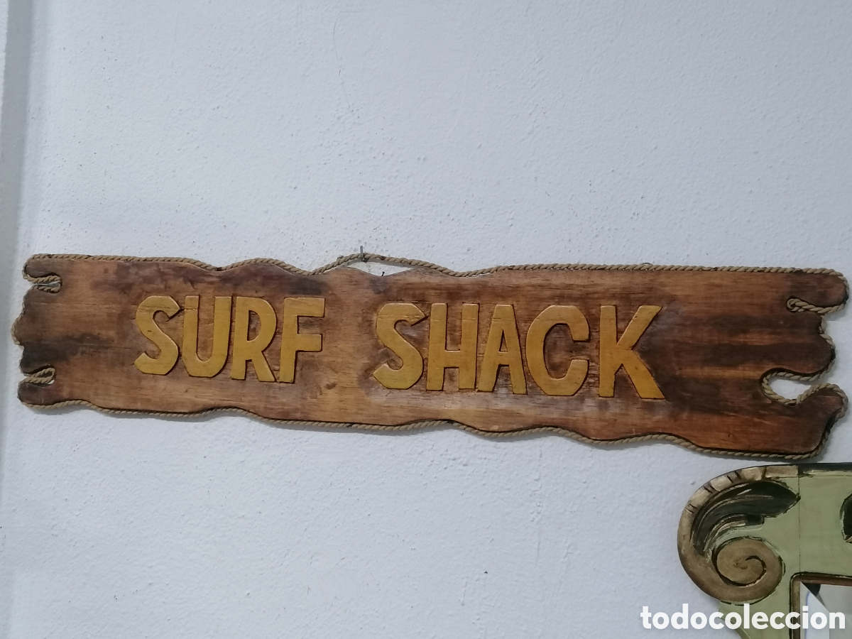 Carteles: Letrero de madera tallada Surf vintage - Foto 2