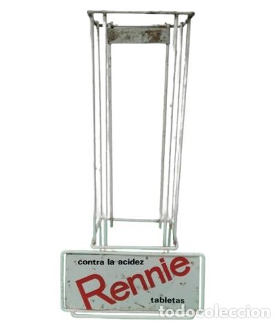 Carteles: Tabletas contra la acidez Rennie. Expositor antiguo de farmacia. Raro y bonito objeto decorativo.
