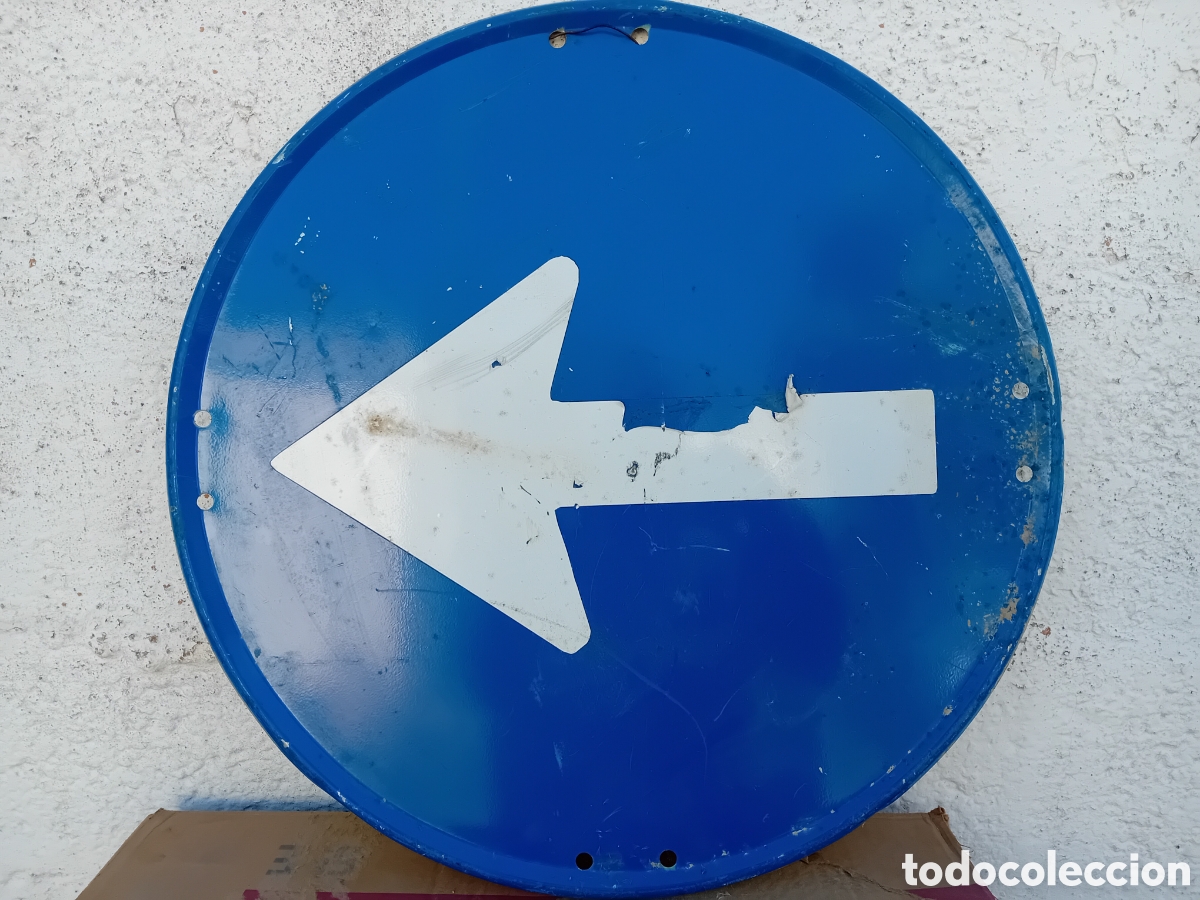 Carteles: Trafico, Se&ntilde;al obligatorio original de la epoca - Foto 1