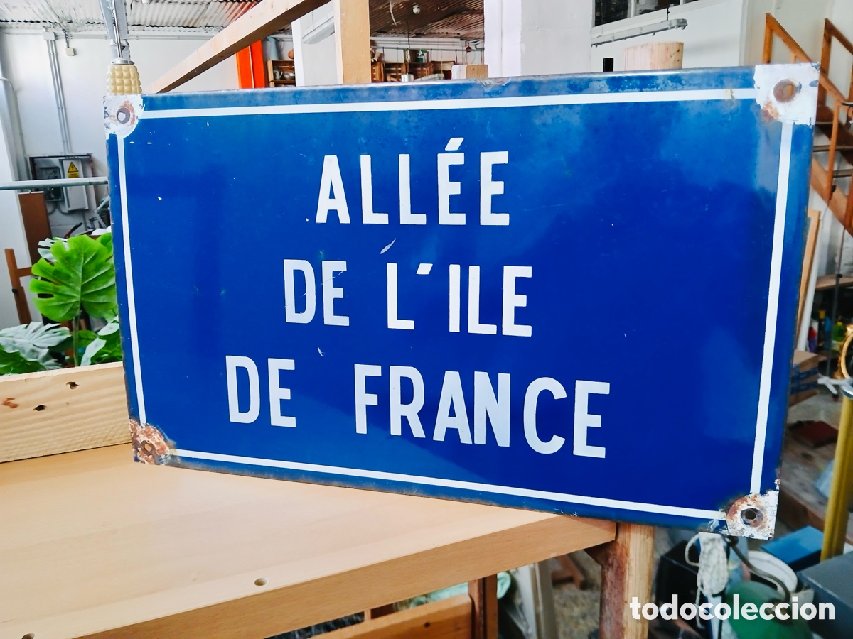 Posters: CARTEL ESMALTADO ORIGINAL DE CALLE PLACA DE METAL CHAPA ANTIGUA DE ESMALTE LETRERO FRANCES