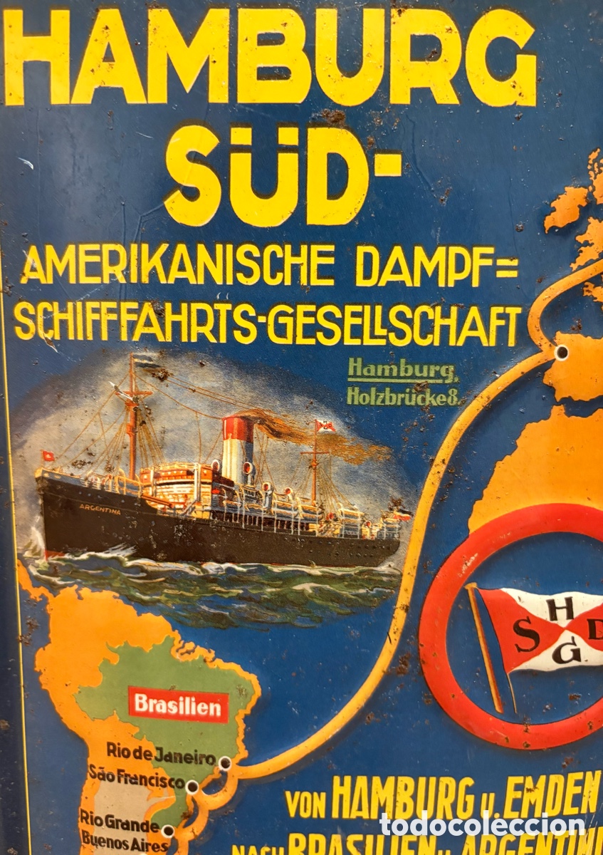 Carteles: Naviera Hamburg S&uuml;d - Placa esmaltada - Esmalte - Foto 3