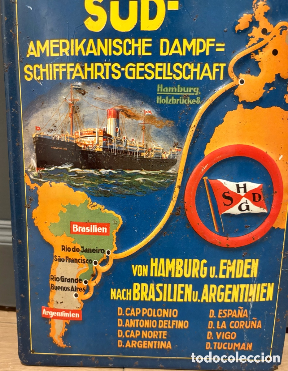 Carteles: Naviera Hamburg S&uuml;d - Placa esmaltada - Esmalte - Foto 5