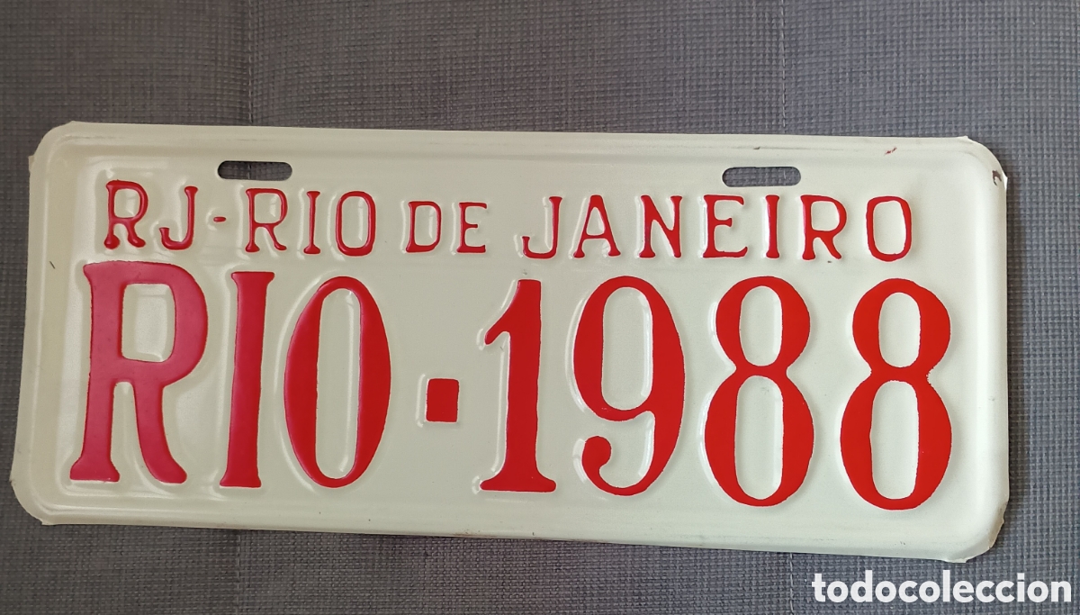 Carteles: Placa matr&iacute;cula Rio de Janeiro 1988. - Foto 1