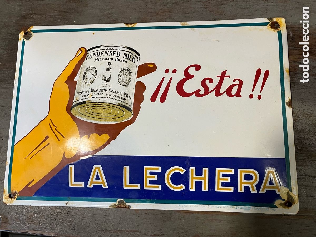 Carteles: CHAPA ESMALTADA LA LECHERA - Foto 1