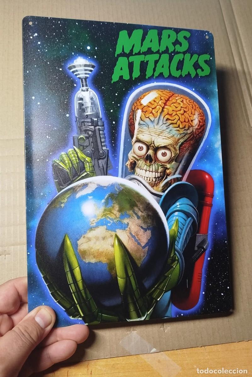 Carteles: Placa metalica &rdquo;MARS ATTACKS&rdquo; 20x30 cm - Foto 1
