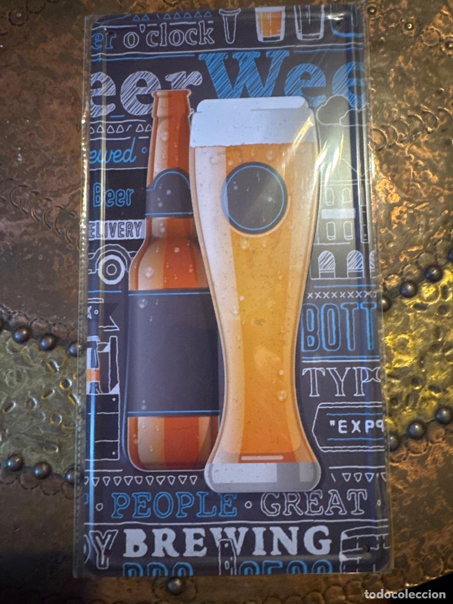 Carteles: Placa met&aacute;lica cerveza - Foto 1