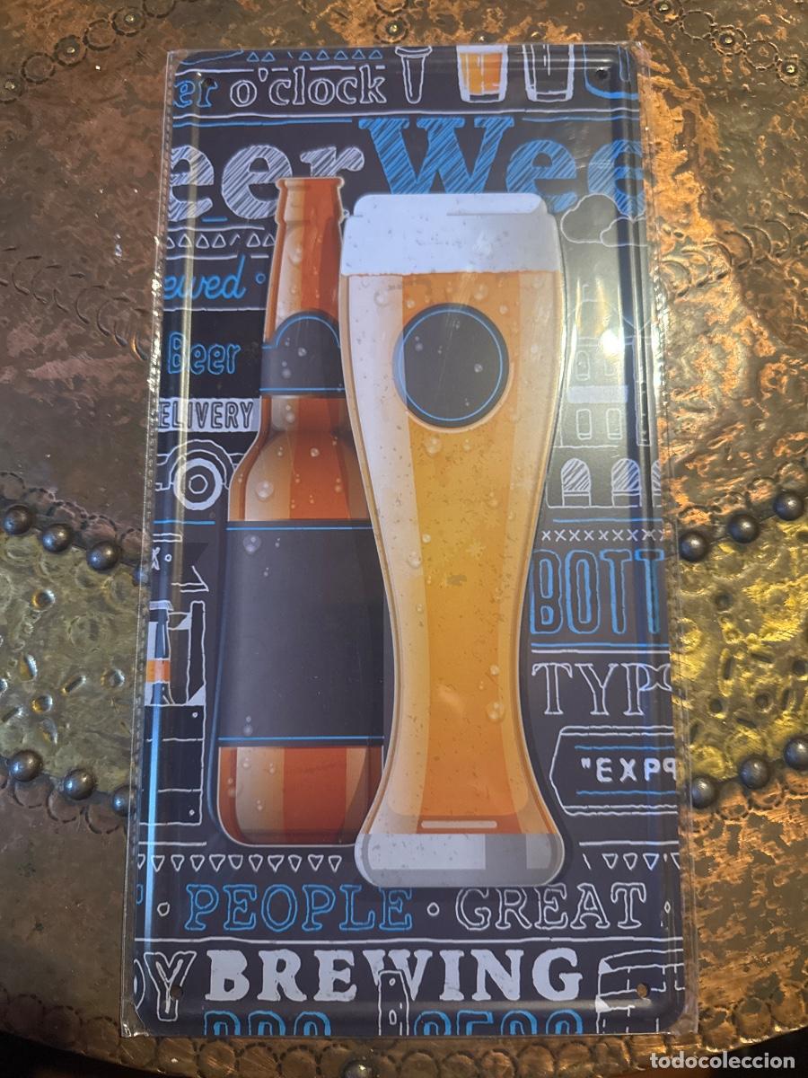 Carteles: Placa met&aacute;lica cerveza - Foto 1