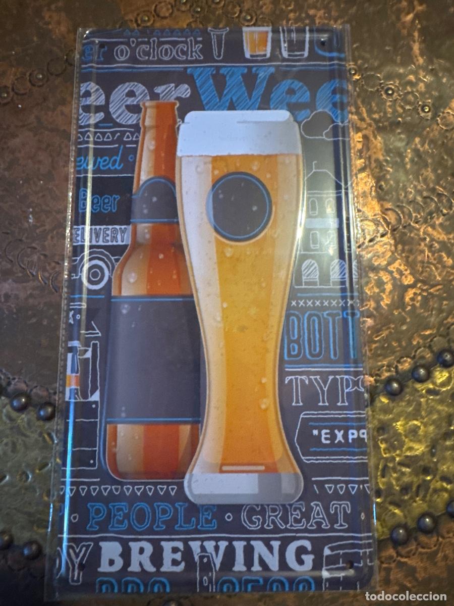 Carteles: Placa met&aacute;lica cerveza - Foto 1