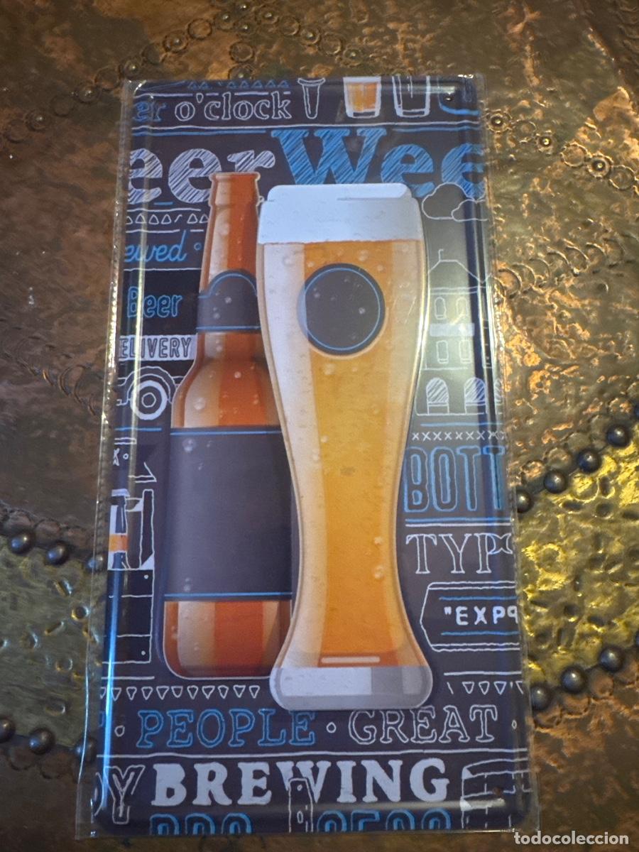 Carteles: Placa met&aacute;lica cerveza - Foto 1