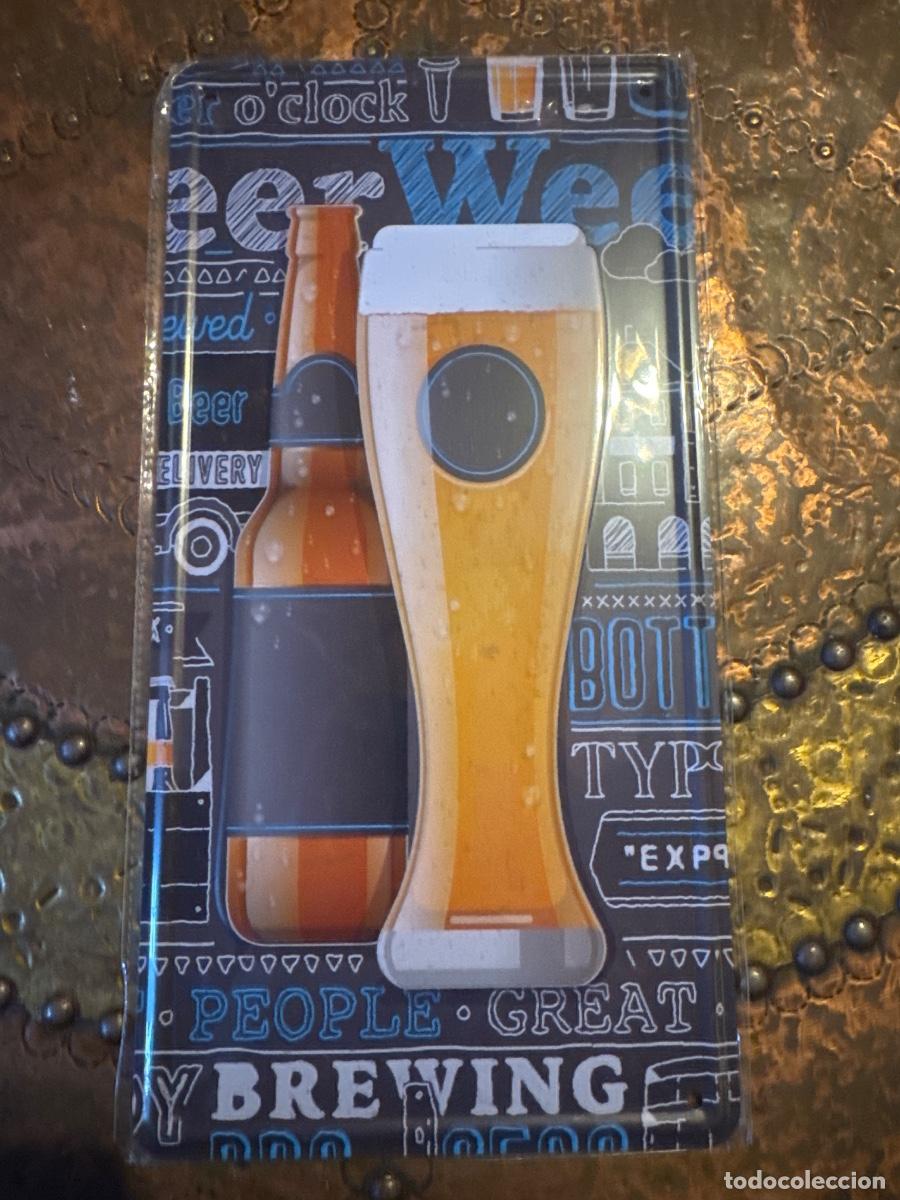 Carteles: Placa met&aacute;lica cerveza - Foto 1