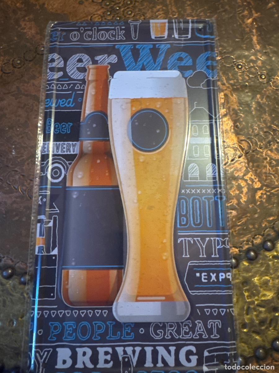 Carteles: Placa met&aacute;lica cerveza - Foto 1