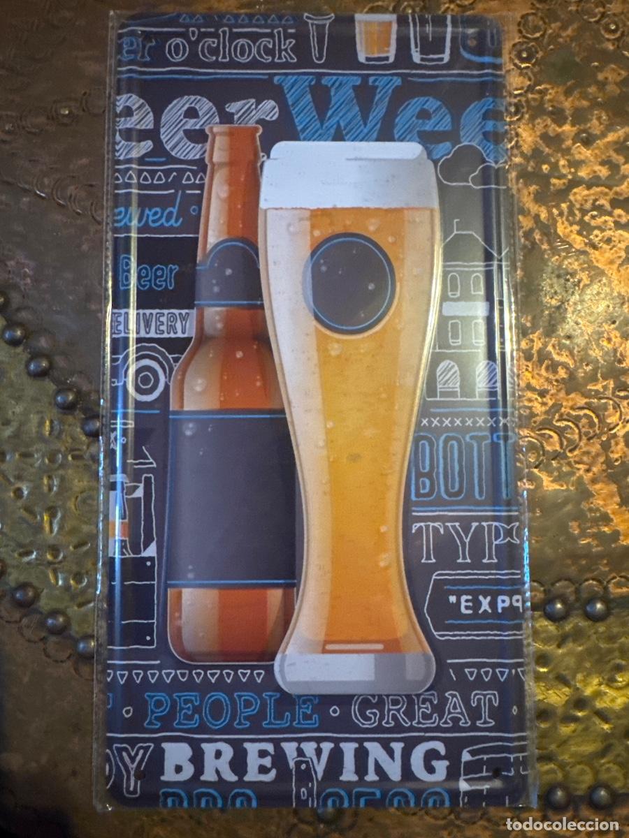Carteles: Placa met&aacute;lica cerveza - Foto 1