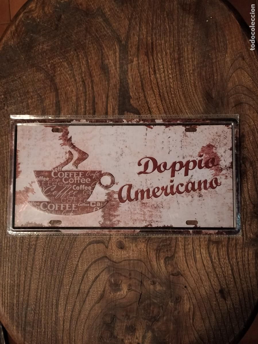 Carteles: Placa met&aacute;lica &rdquo;Dopio Americano&rdquo; - Foto 1