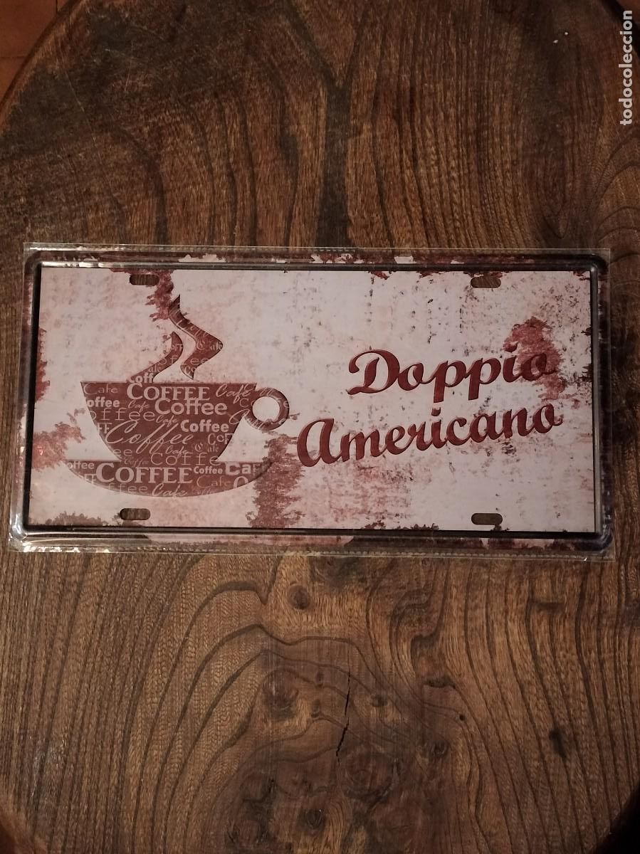 Carteles: Placa met&aacute;lica &rdquo;Dopio Americano&rdquo; - Foto 1