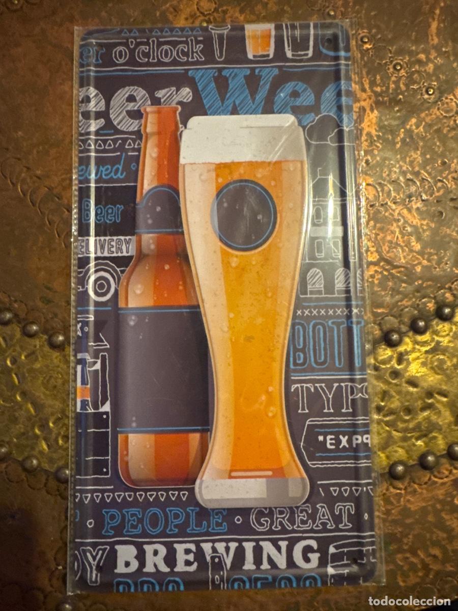 Carteles: Placa met&aacute;lica cerveza - Foto 1