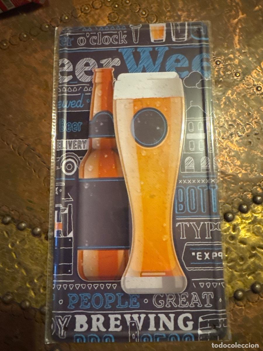 Carteles: Placa met&aacute;lica cerveza - Foto 1
