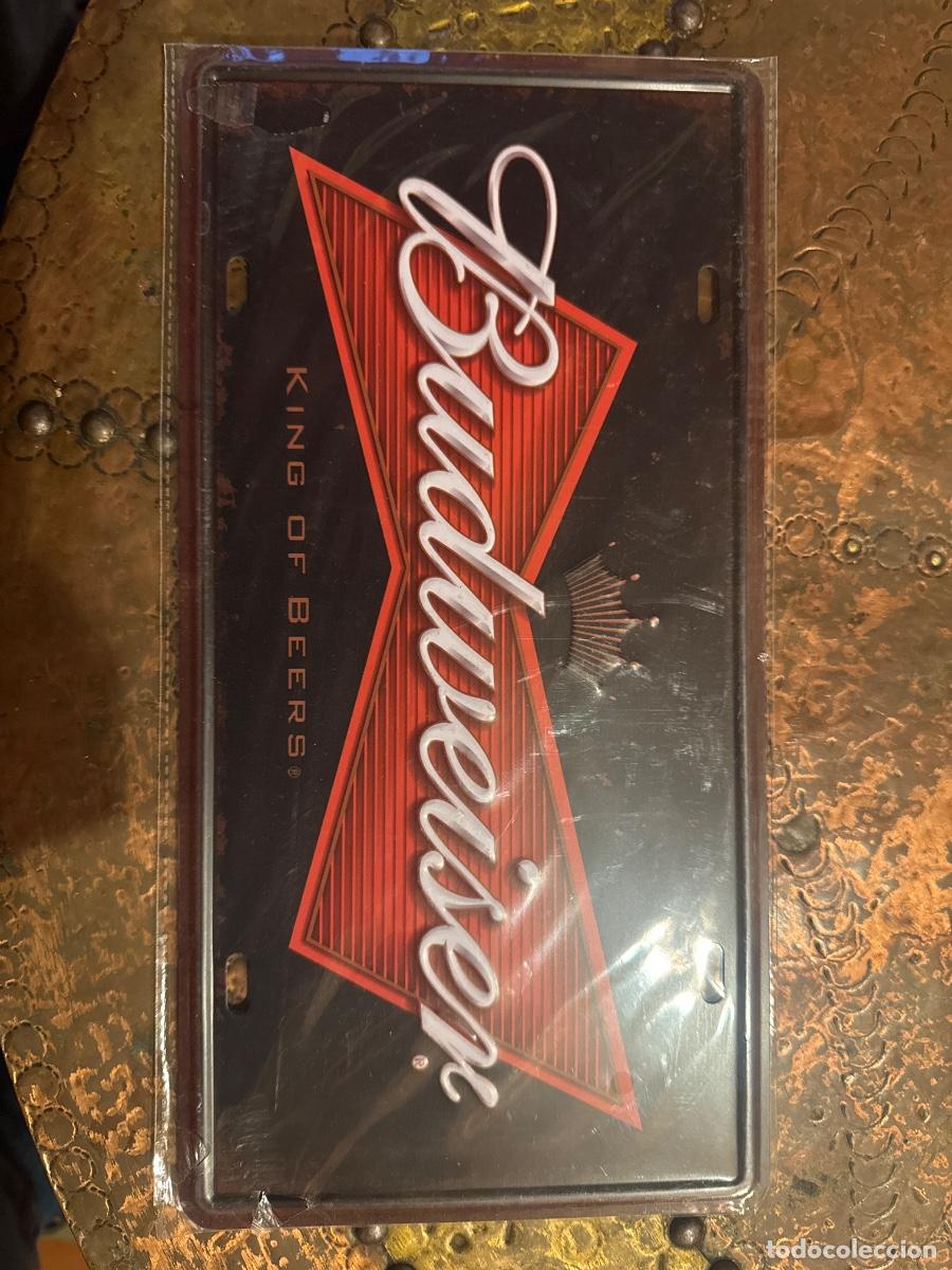 Carteles: Placa met&aacute;lica cerveza budweiser - Foto 1