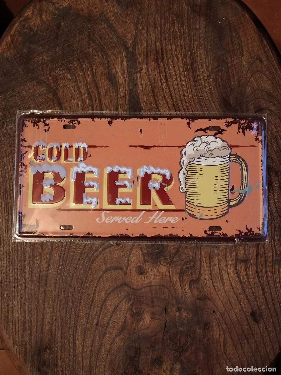 Carteles: Placa met&aacute;lica &rdquo;Cold Beer&rdquo; - Foto 1