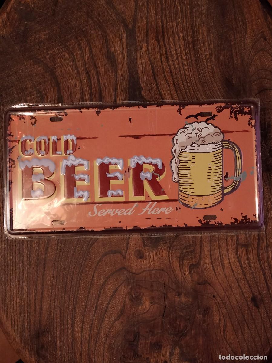 Carteles: Placa met&aacute;lica &rdquo;Cold Beer&rdquo; - Foto 1