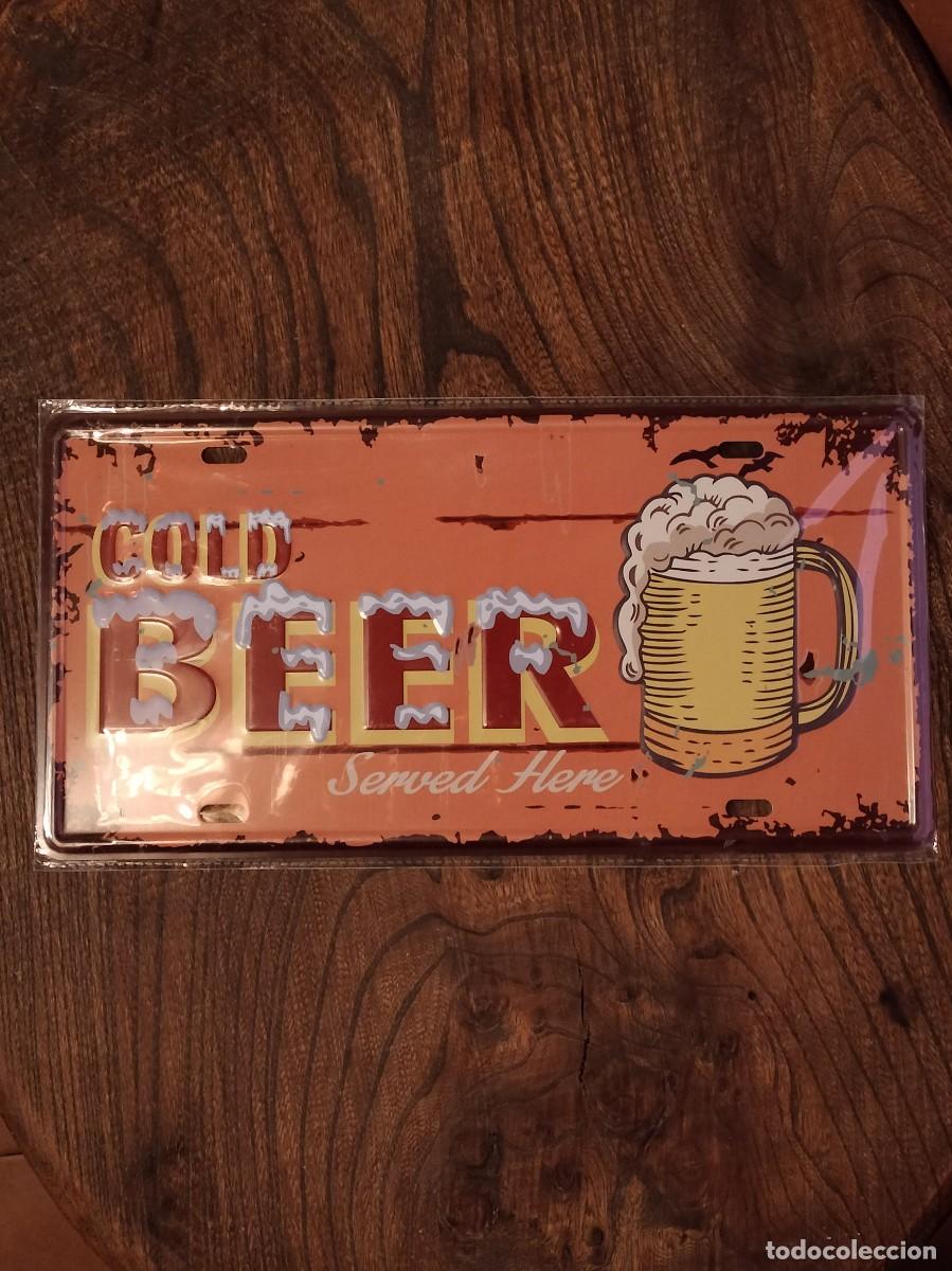 Carteles: Placa met&aacute;lica &rdquo;Cold Beer&rdquo; - Foto 1