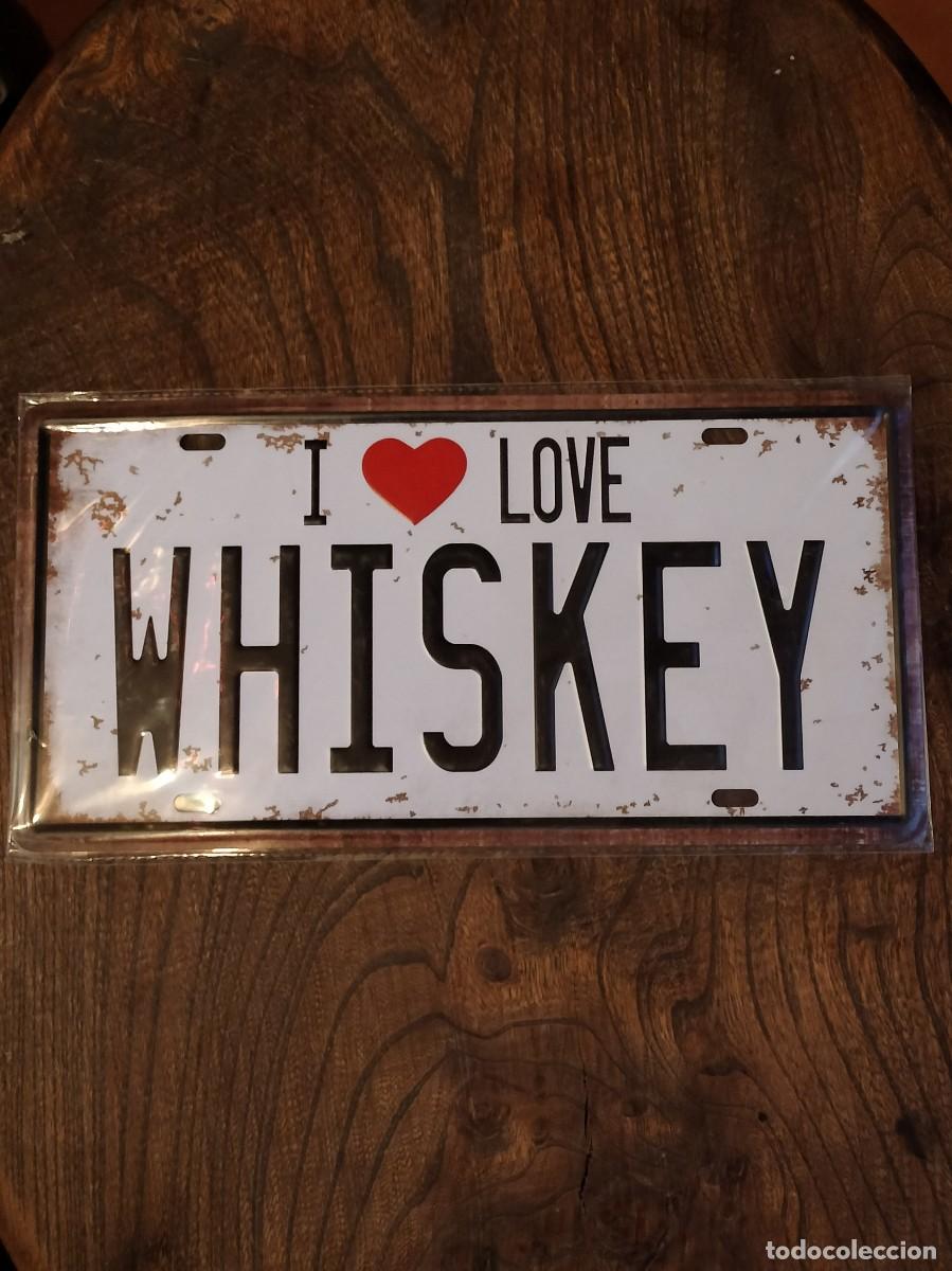 Carteles: Placa met&aacute;lica &rdquo;I love Whiskey&rdquo; - Foto 1