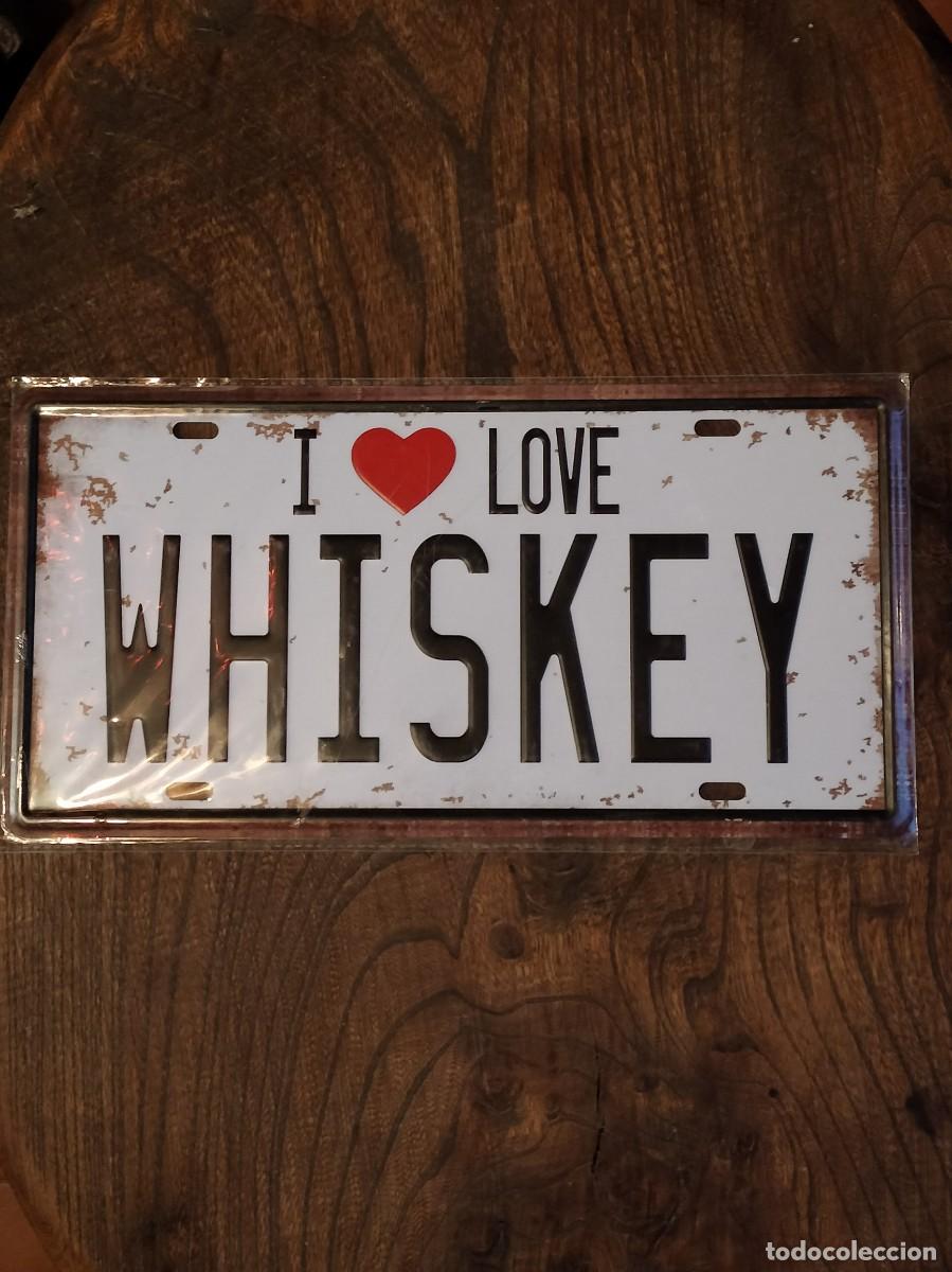 Carteles: Placa met&aacute;lica &rdquo;I love Whiskey&rdquo; - Foto 1