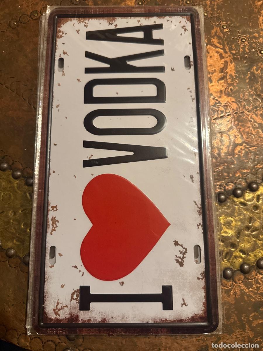 Carteles: Placa met&aacute;lica &rdquo;I love vodka&rdquo; - Foto 1
