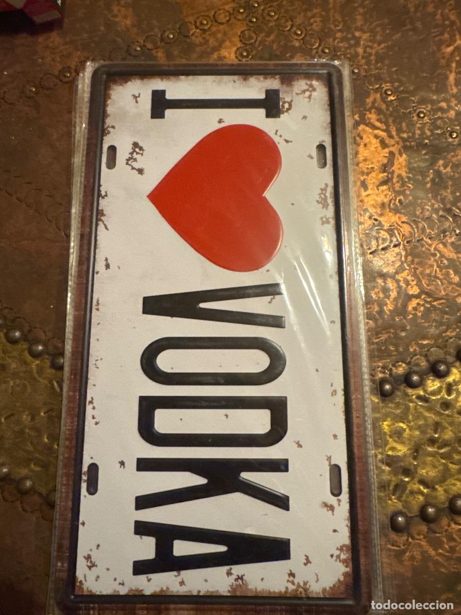 Carteles: Placa met&aacute;lica &rdquo;I love vodka &rdquo; - Foto 1