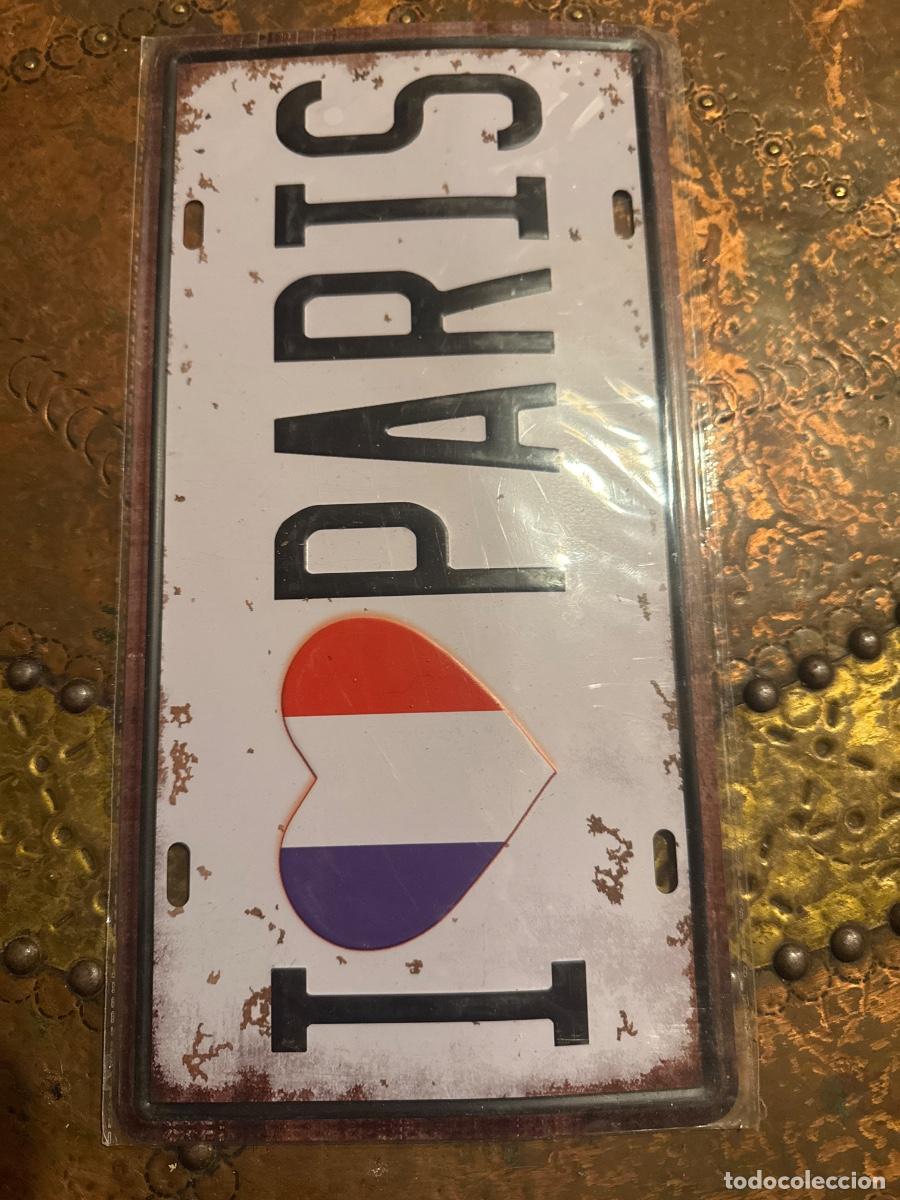 Carteles: Placa met&aacute;lica i love par&iacute;s - Foto 1