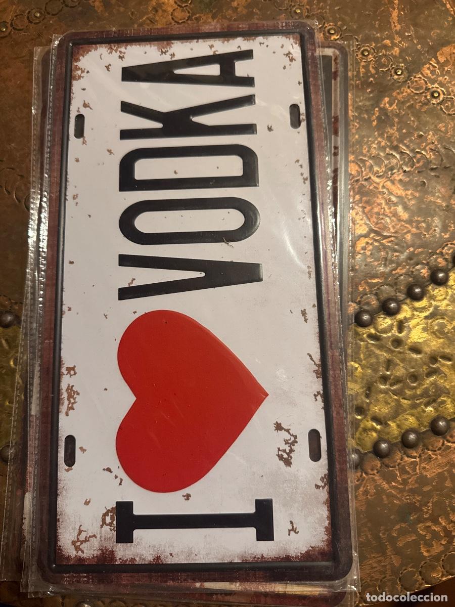 Carteles: Placa met&aacute;lica i love vodka - Foto 1