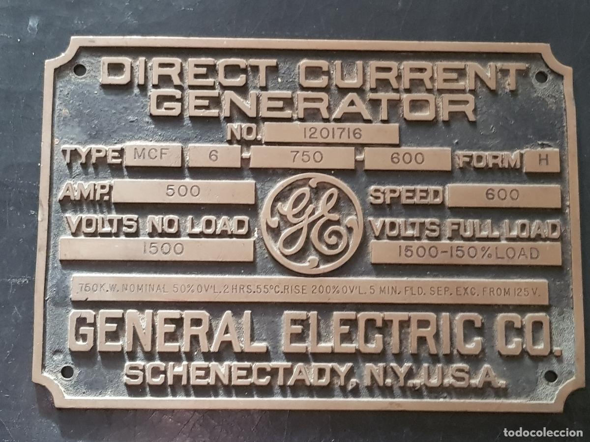 Carteles: GENERAL ELECTRIC CO.-DIRECT CURRENT GENERADOR - Foto 1