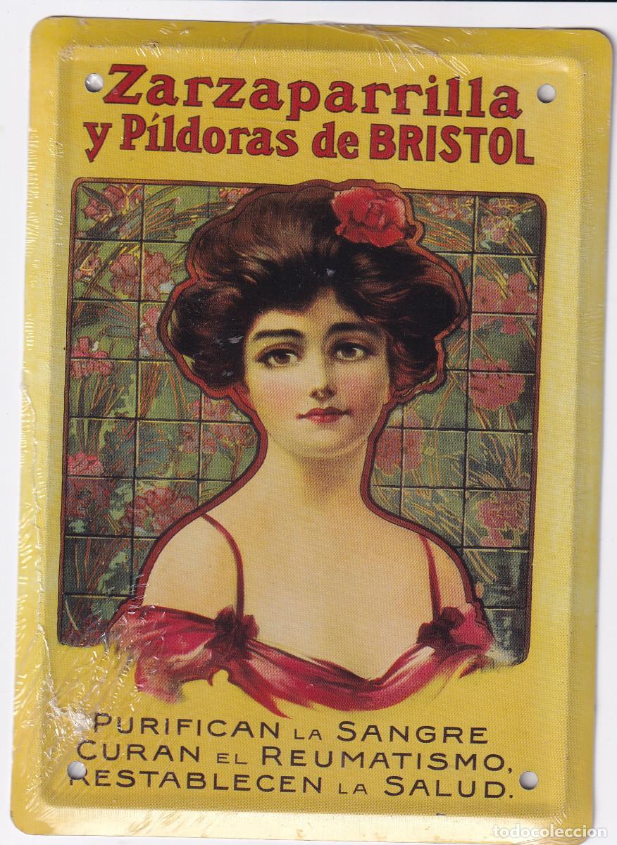 Carteles: CHAPA DE PUBLICIDAD.- Zarzaparrilla y Pildoras de Bristol. - Foto 1