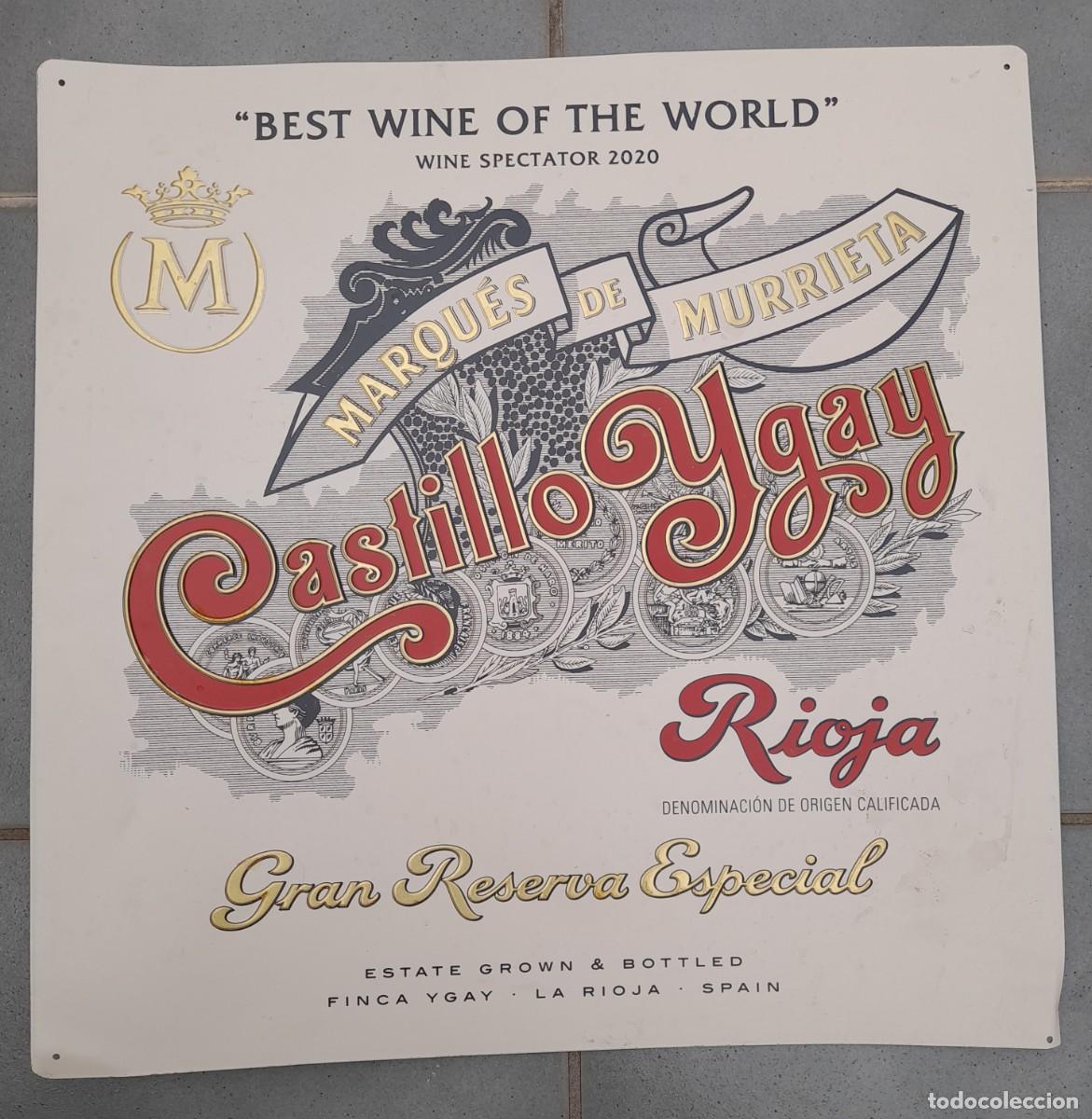 Affiches: Cartel de chapa vino castillo ygay, rioja, marques de murrieta, best wine of the World, 2020