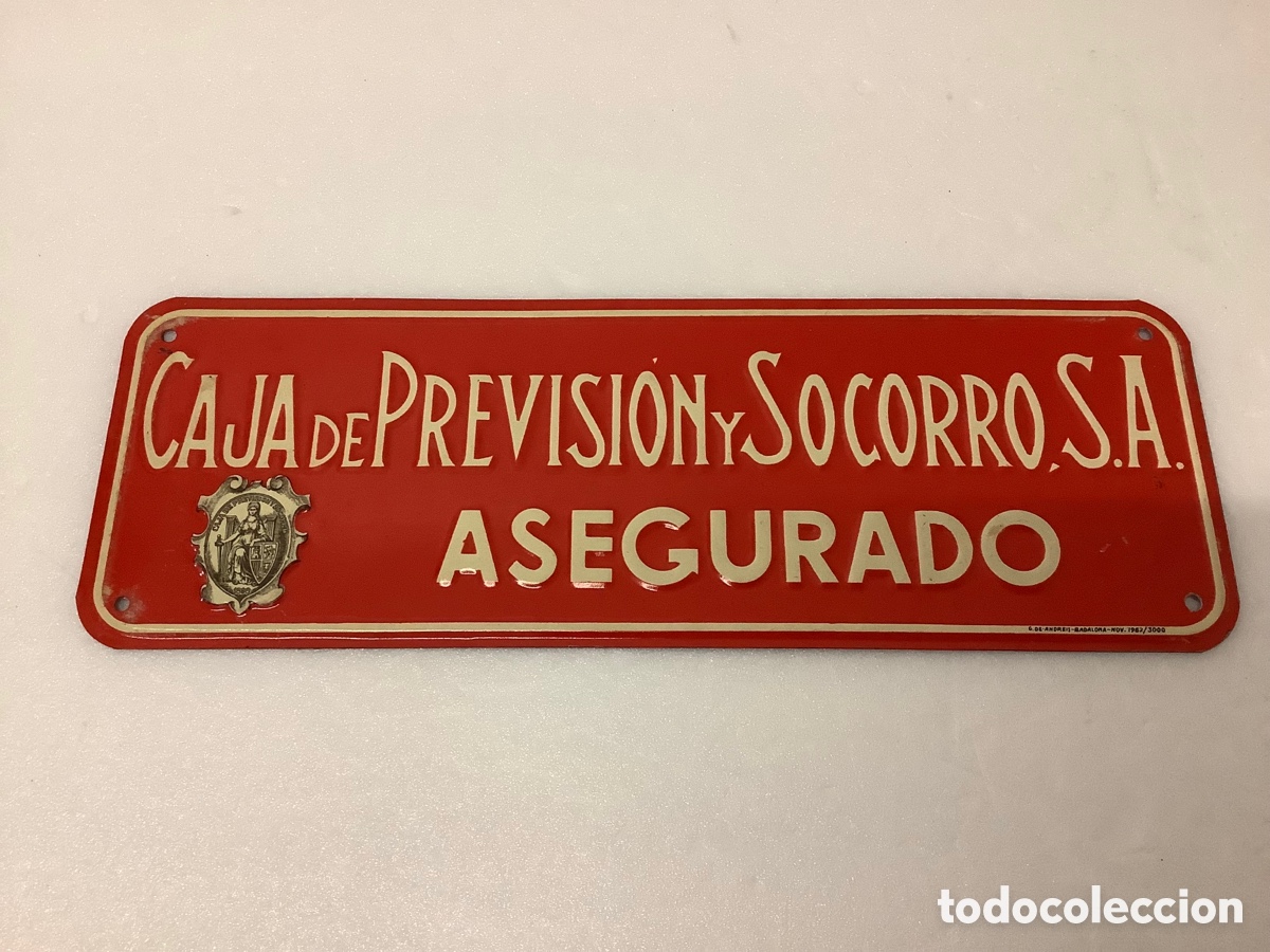 Carteles: CARTEL DE CHAPA CAJA DE PENSIONES Y SOCORRO, S.A