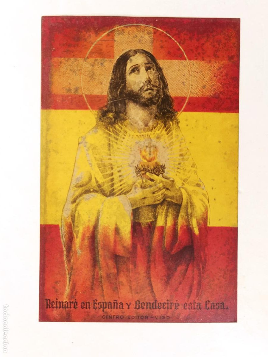 Affiches: JESUS - REINARE EN ESPA&Ntilde;A Y BENDECIRE ESTA CASA - CENTRO EDITOR , VIGO - CHAPA ANTIGUA -(K-15.034)