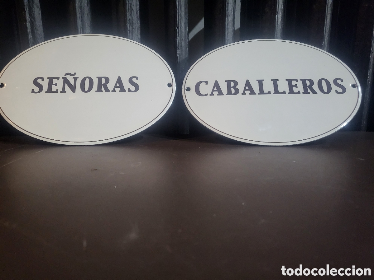 Carteles: Dos chapas esmaltadas WC RENFE