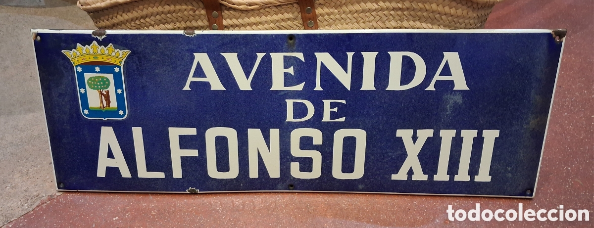 Affiches: CARTEL ESMALTADO DE CALLE DE MADRID, AVENIDA DE ALFONSO XIII. A&Ntilde;OS 40/50