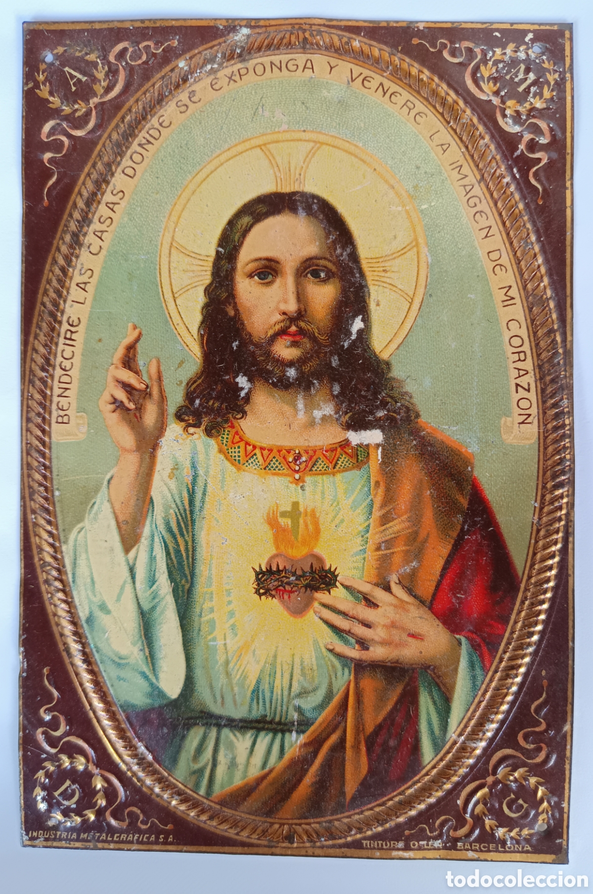 Carteles: Chapa litografiada del Coraz&oacute;n de Jes&uacute;s - Foto 1