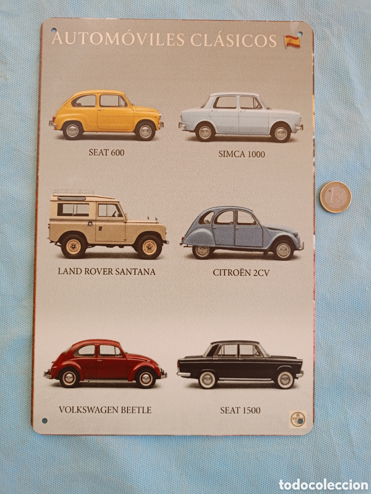 Carteles: CHAPA CON COCHES CL&Aacute;SICOS SERIGRAFIADOS