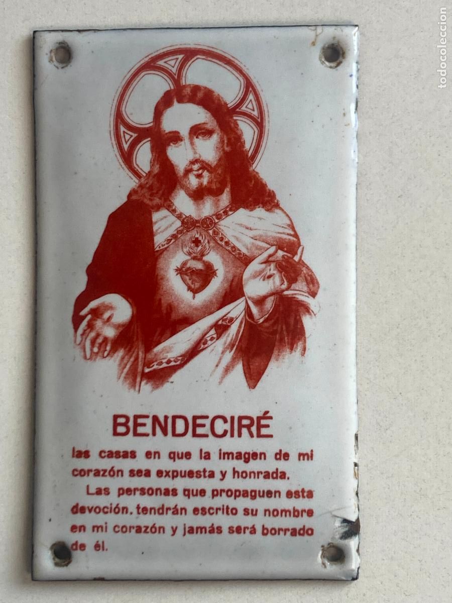 Carteles: BENDECIR&Eacute; LAS CASAS, ANTIGUA CHAPA APORCELANADA - BIEN CONSERVADA