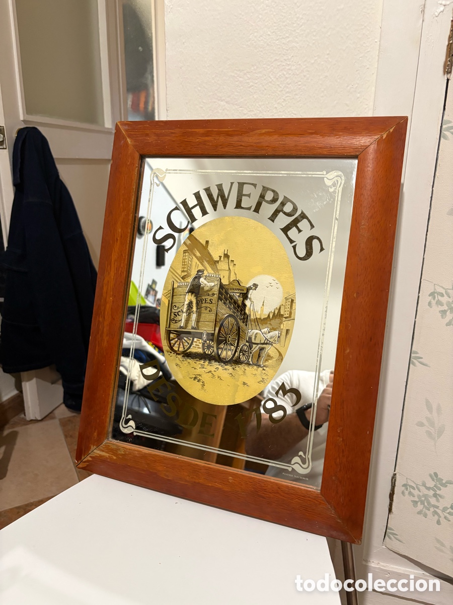 Carteles: Espejo esmaltado publicitario / Schweppes