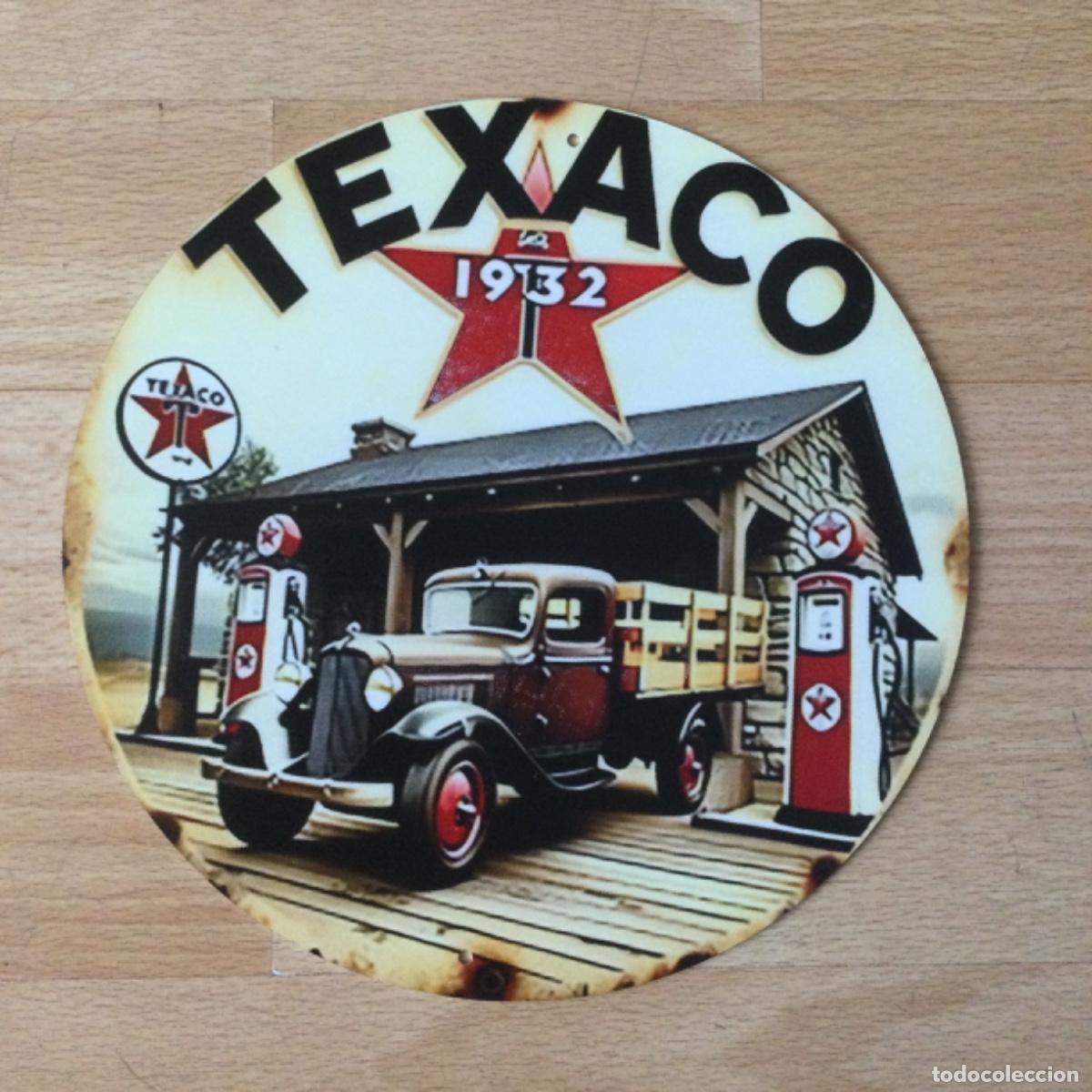 Carteles: Chapa publicitaria de Texaco. R&eacute;plica - Foto 1