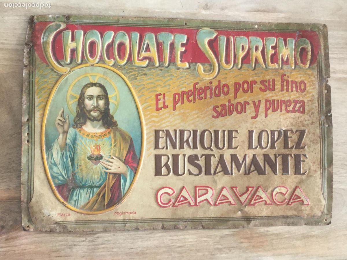 Plakate: chocolate supremo enrique lopez bustamente caravaca la cruz murcia chapa metalica original antigua