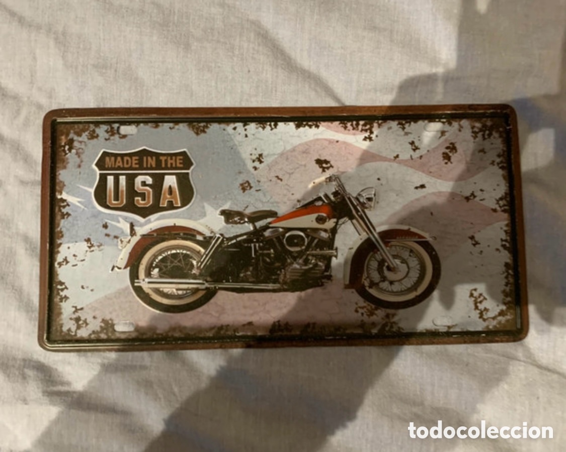 Affiches: Chapa met&aacute;lica decorativa moto cl&aacute;sica &ldquo;Made in the USA&rdquo; &ndash; estilo vintage