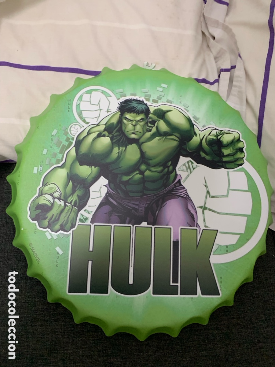 Carteles: Chapa Corona hulk Marvel 40 cm di&aacute;metro - Foto 1
