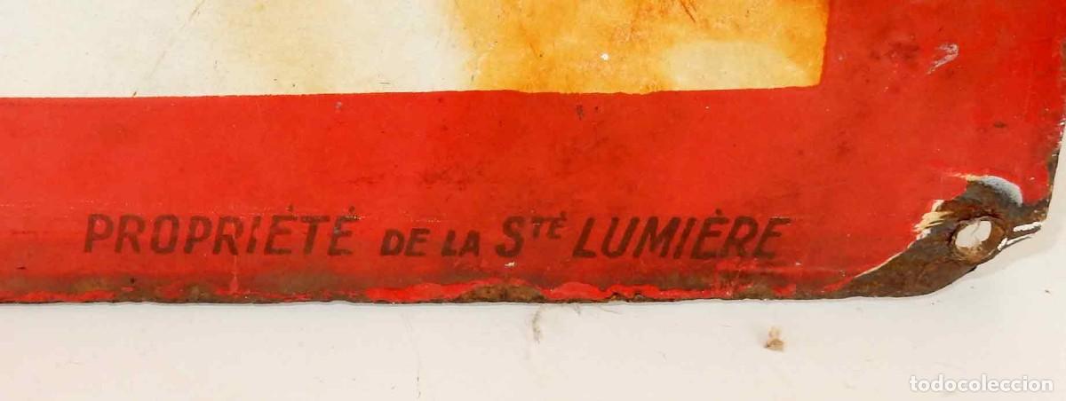 Carteles: Chapa esmaltada LUMIERE - C1930 - 95 x 85 cm - Foto 4