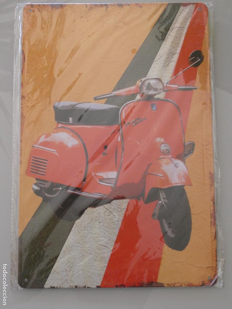 Carteles: CHAPA CARTEL MET&Aacute;LICO. PUBLICIDAD MOTO VESPA SPRINT. 30X20CM. 140GR