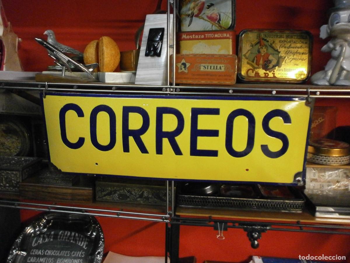 Carteles: antiguo cartel chapa esmaltada de correos mide 60x20