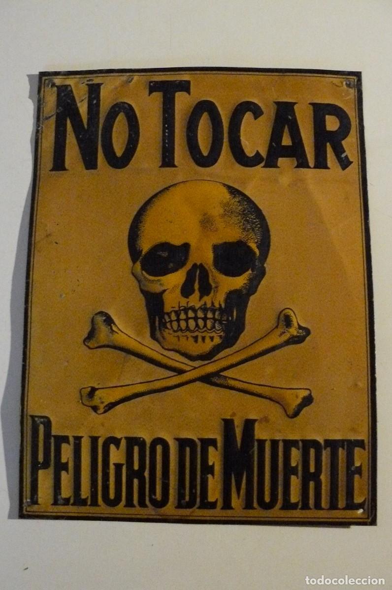 Carteles: CHAPA DE &rdquo;NO TOCAR - PELIGRO DE MUERTE &rdquo; FONDO AMARILLO LETRAS EN RELIEVE 20X15CM.