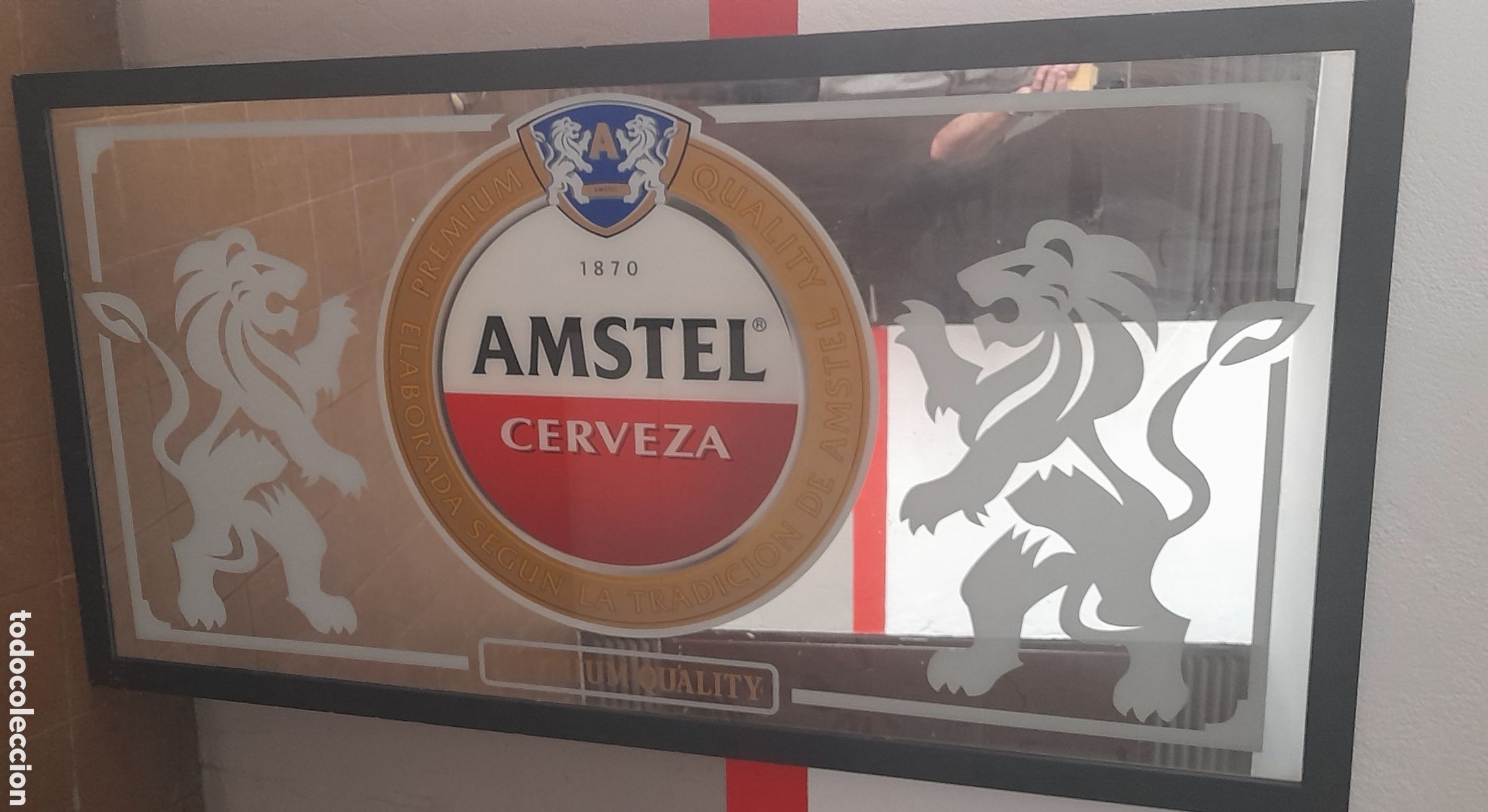 Carteles: Espejo publicidad cerveza AMSTEL